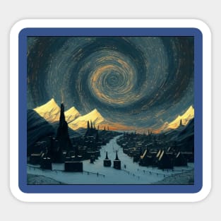 Starry Night Over Hogsmeade Village Sticker